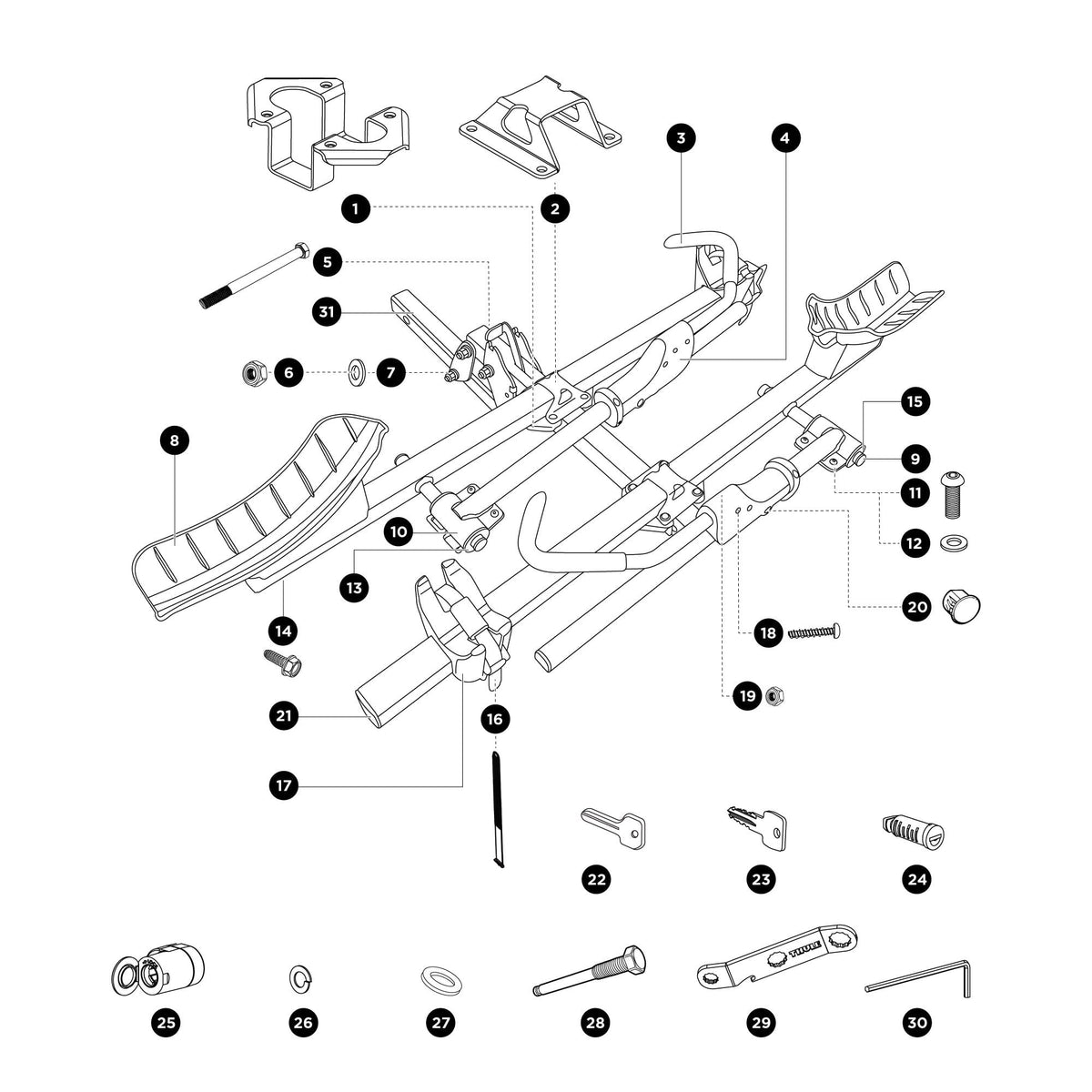 Thule T2 Classic Wheel Strap - 1500056137 - Thule T2 Classic parts diagram