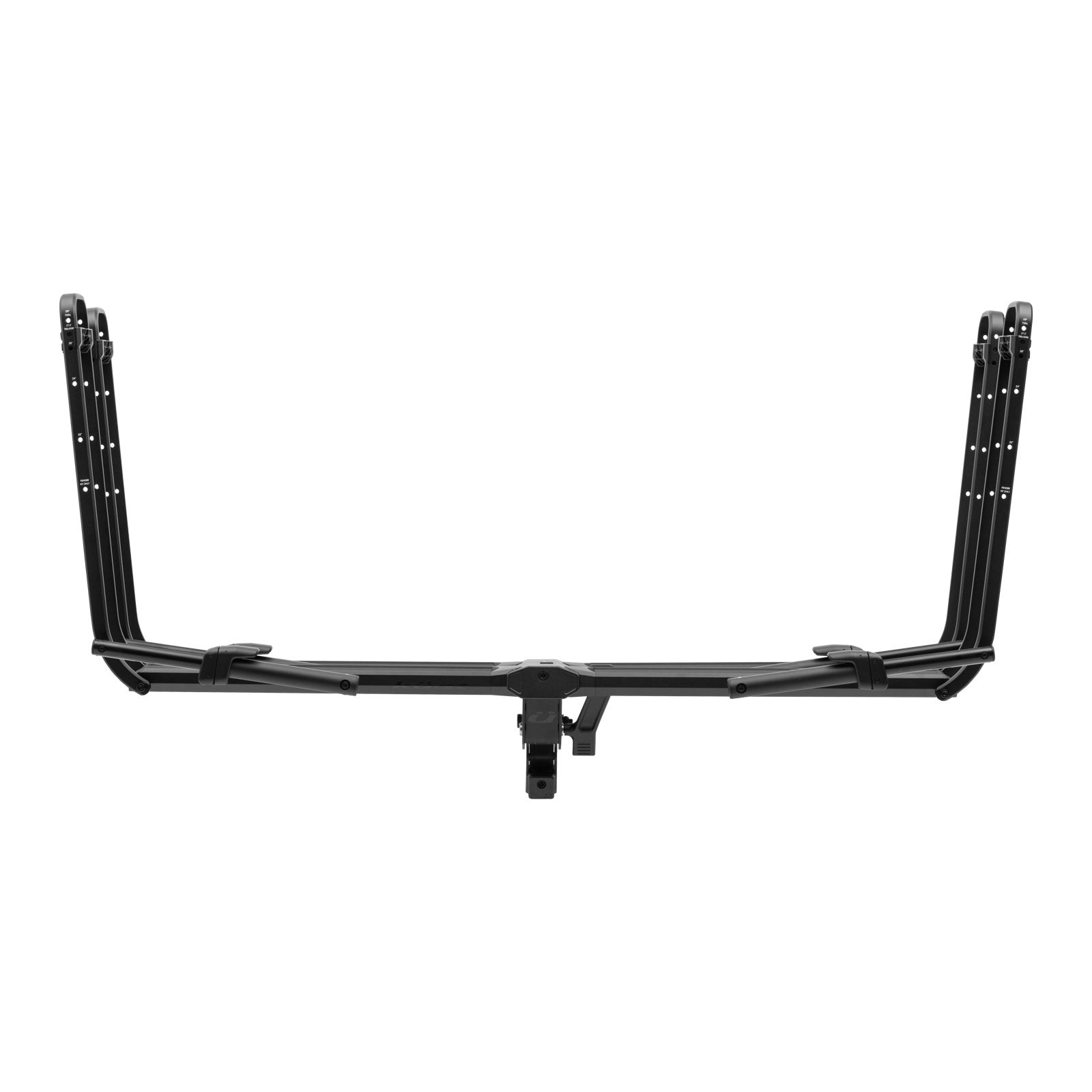 Black metal Kuat bike rack on a white background