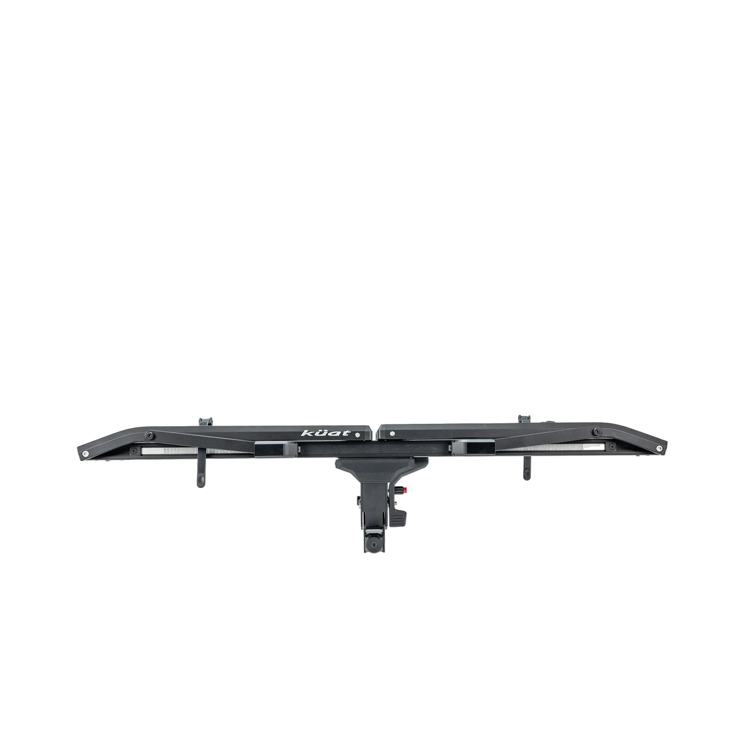 Black hitch mounted bike rack on a white background