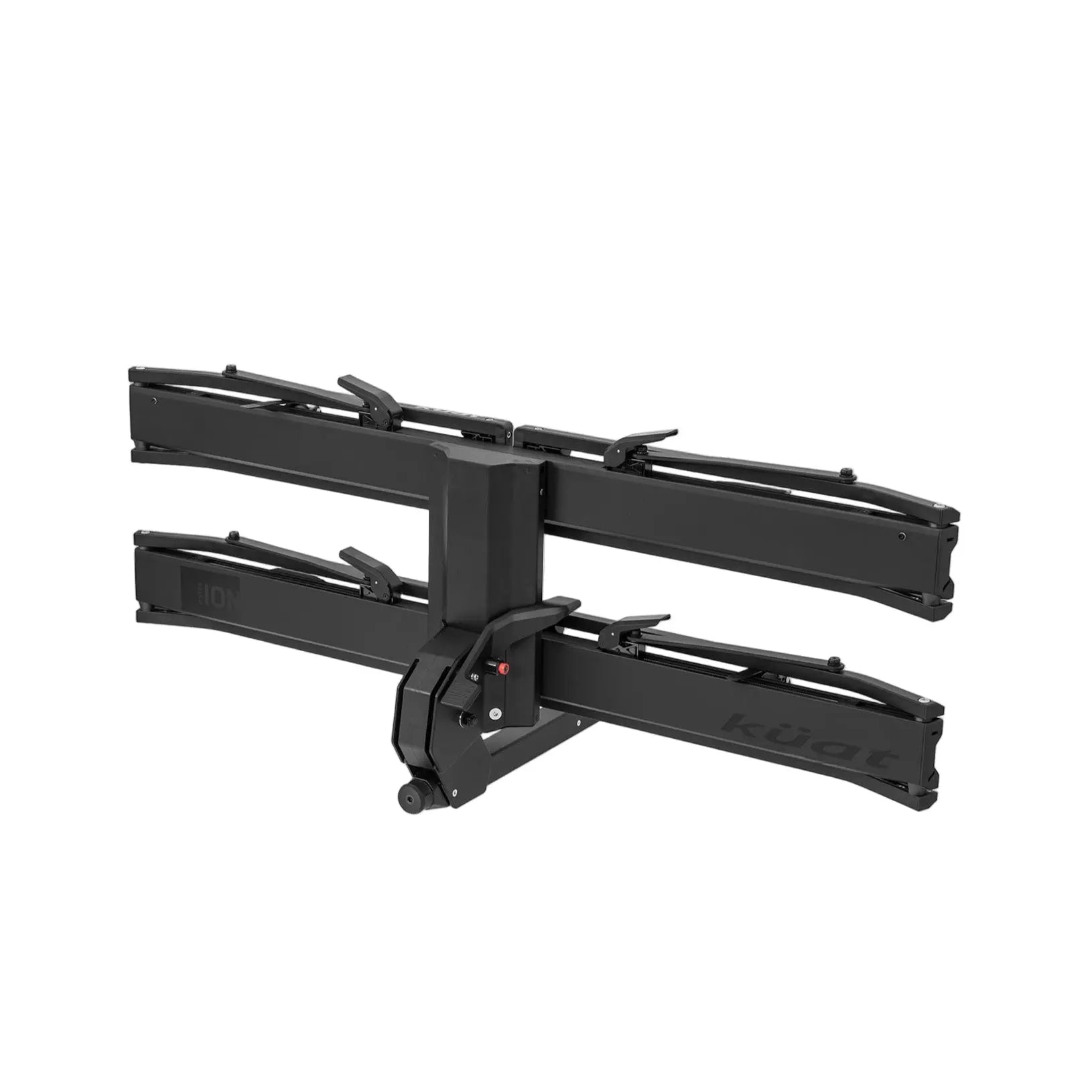 Black Kuat hitch mounted bike rack on a white background