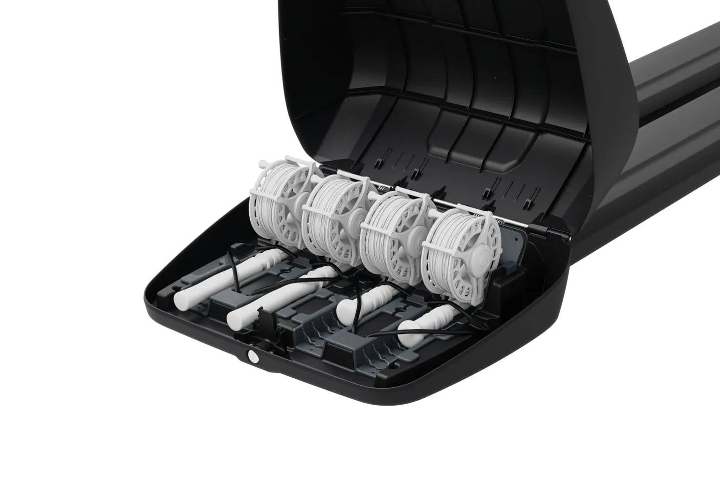 Black rod holder on a white background