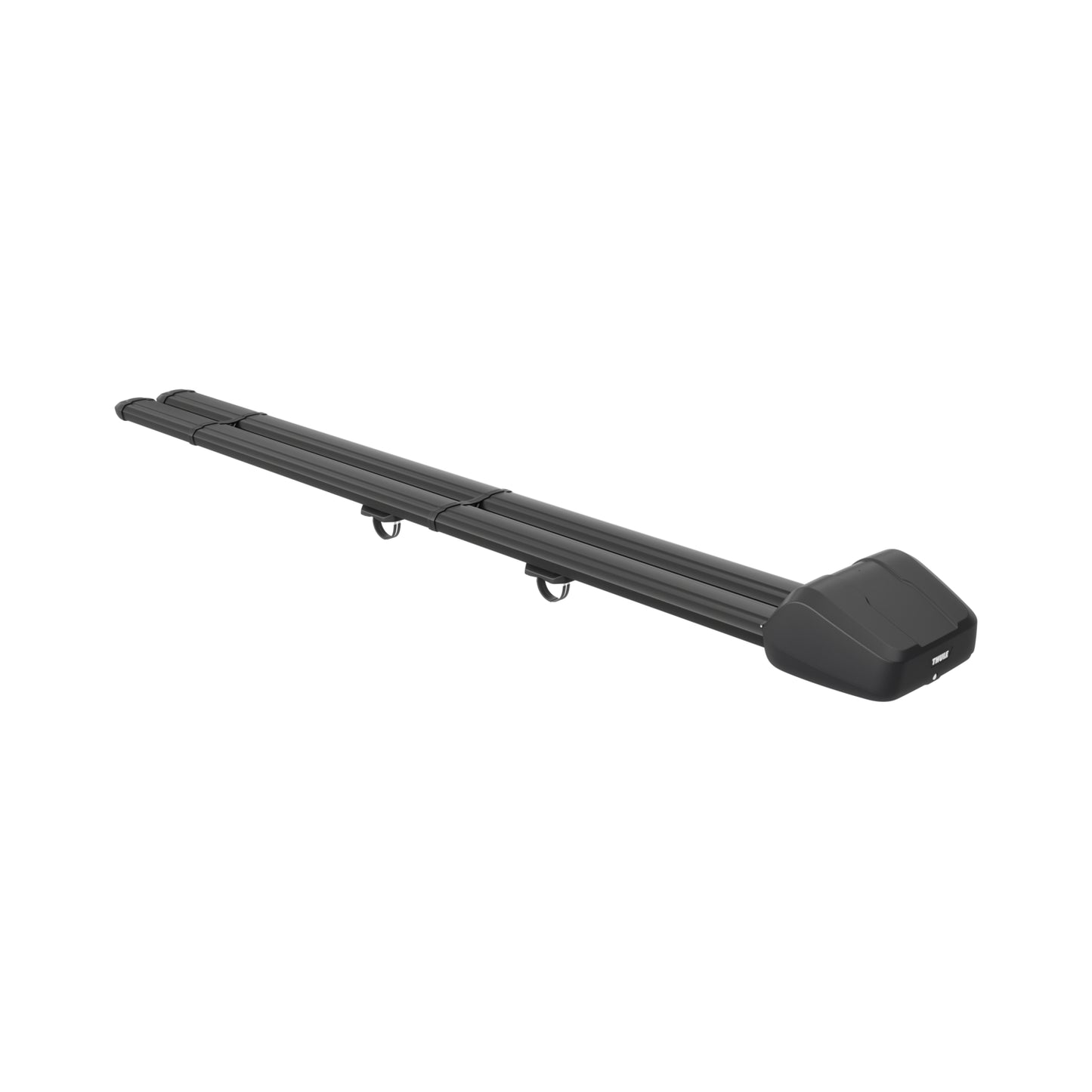 Black car roof rack on a white background
