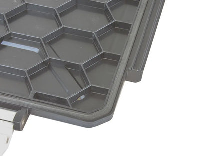 Closeup of the Wolf Pack Pro lid underside honeycomb pattern. 